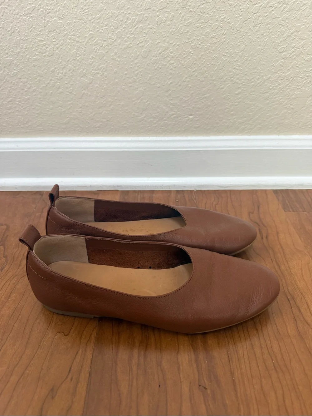 Quince Women's Cognac Brown Leather Ballet Flats